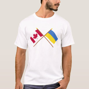 Camiseta Canadá e bandeiras cruzadas Ucrânia