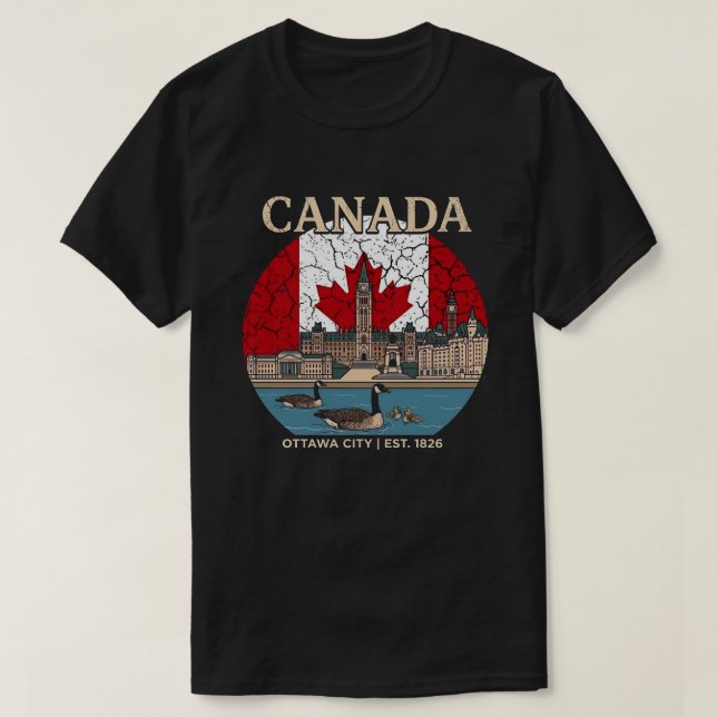 Camiseta Canadá - Edifício do Parlamento e Patrimônio Canad (Frente do Design)