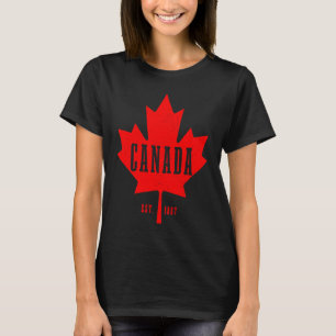 Camiseta Canadá Est 1867 Folha de Bordo Bandeira Canadense