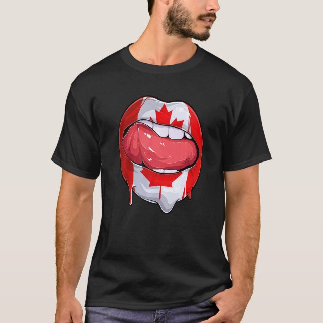 Camiseta Canada Fan Flag Mouth Soccer no Canadá (Frente)