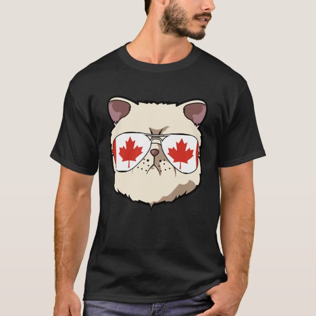 Camiseta Canada Flag Canadian Exotic Shorthaire Cat Sunglas (Frente)