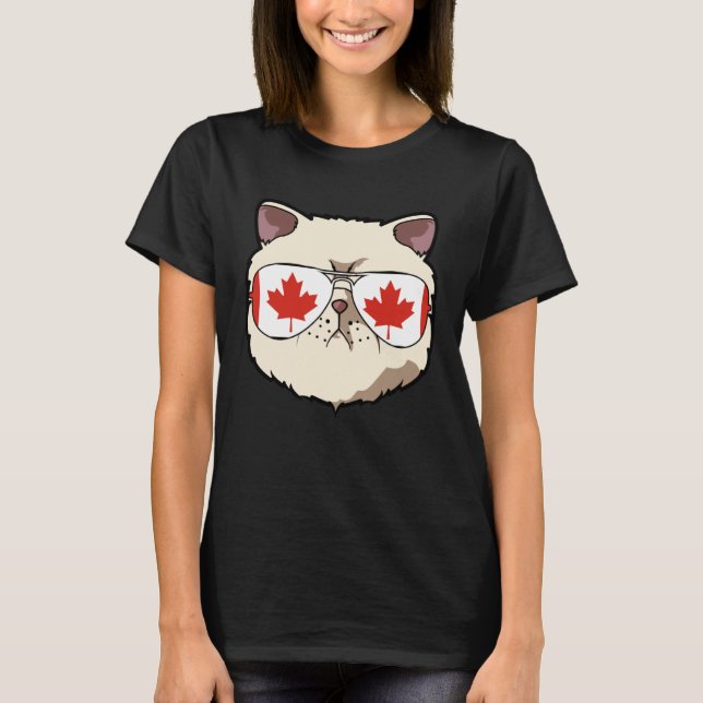 Camiseta Canada Flag Canadian Exotic Shorthaire Cat Sunglas (Frente)