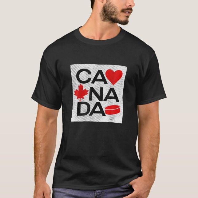 Camiseta Canadá Flag Day Maple Leaf Hockey Puck Canadense (Frente)