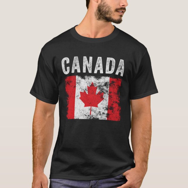 Camiseta Canada Flag Distressed  Men Women Kids  Canadian F (Frente)