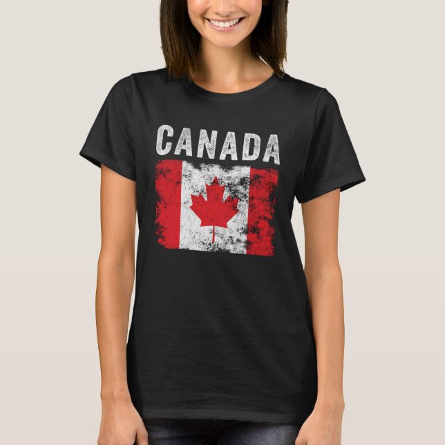 Camiseta Canada Flag Distressed  Men Women Kids  Canadian F (Frente)