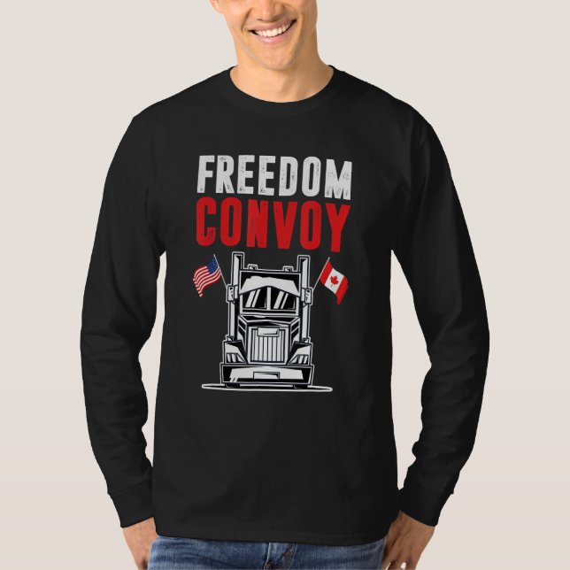 Camiseta Canada Flag Freedom Convoy 2022 - Canadian Trucker (Frente)