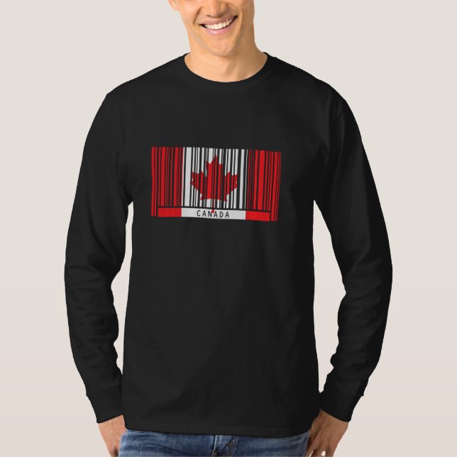Camiseta Canada Flag Funny Canadian Heritage Barcode Canadi (Frente)