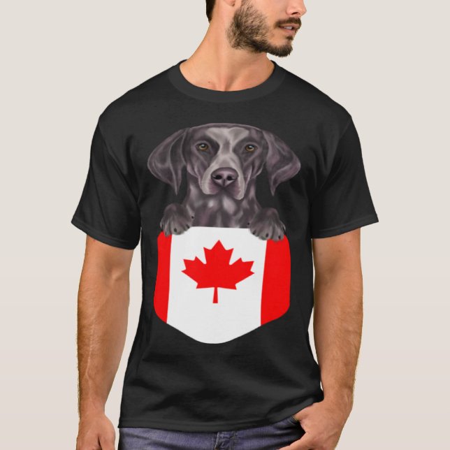Camiseta Canada Flag German Shorthaired Pointer Dog In Pock (Frente)