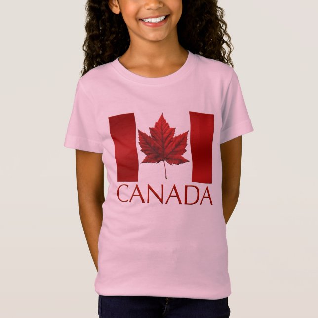 Camiseta Canadá Flag Girl's T-shirt Kid's Canada Souvenirs (Frente)