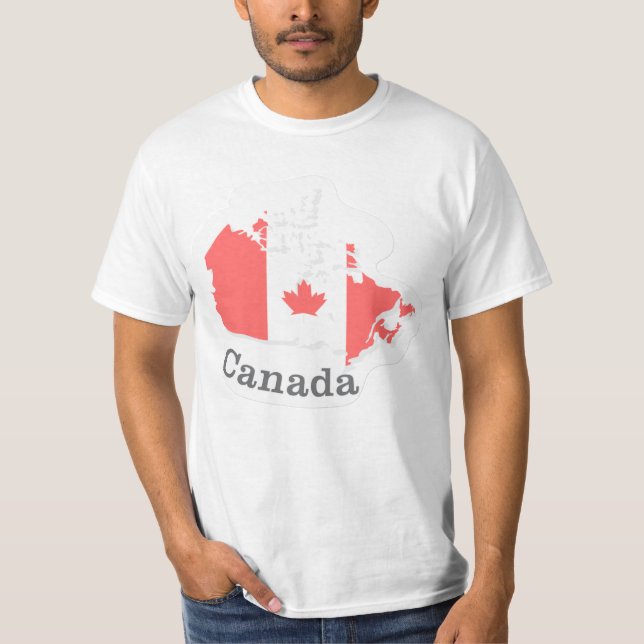 Camiseta Canadá Flag T-Shirt - Flat Sticker Design (Frente)