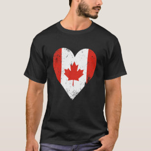 Camiseta Canada Flag Vintage Heart Canadian Maple Leaf