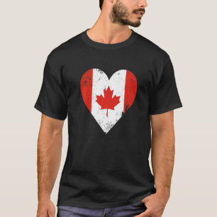Camiseta Canada Flag Vintage Heart Canadian Maple Leaf