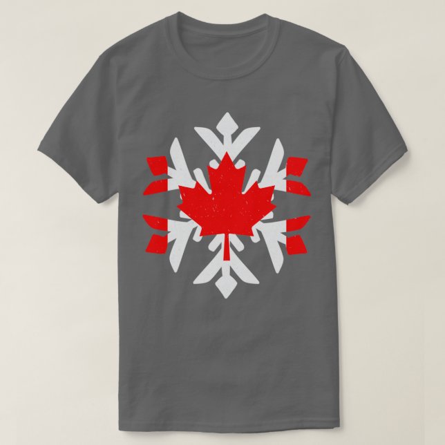 Camiseta Canadá Flag Winter Snowflake Design (Frente do Design)