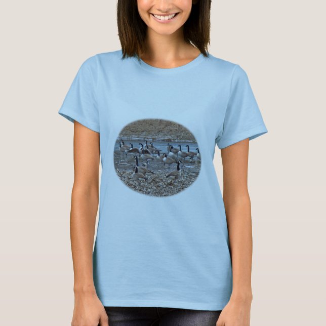 Camiseta Canadá Geese no Reservatório de Lane Verde (Frente)