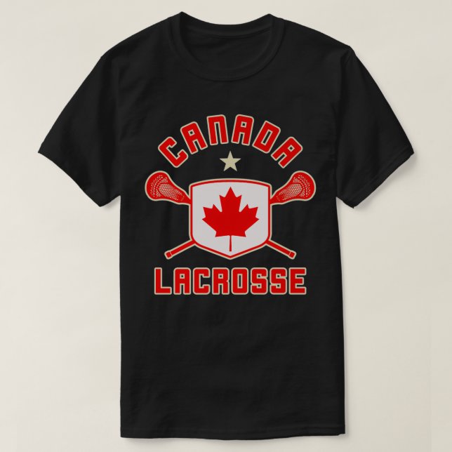 Camiseta Canadá Lacrosse t Flag Lax Sticks (Frente do Design)