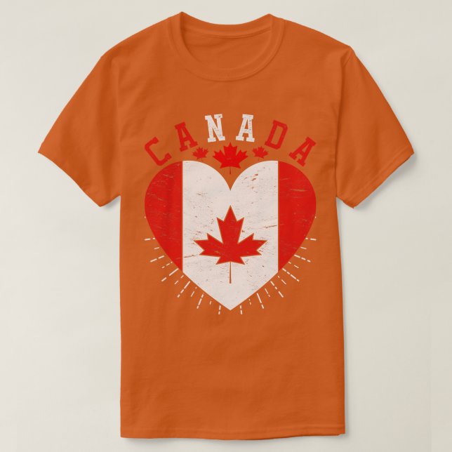 Camiseta Canadá Lover Maple Leaf Canadian Flag Heart Canadá (Frente do Design)