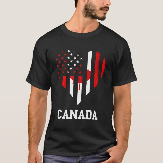 Camiseta Canada Maple Leaf Heart Canadian Pride (Frente)