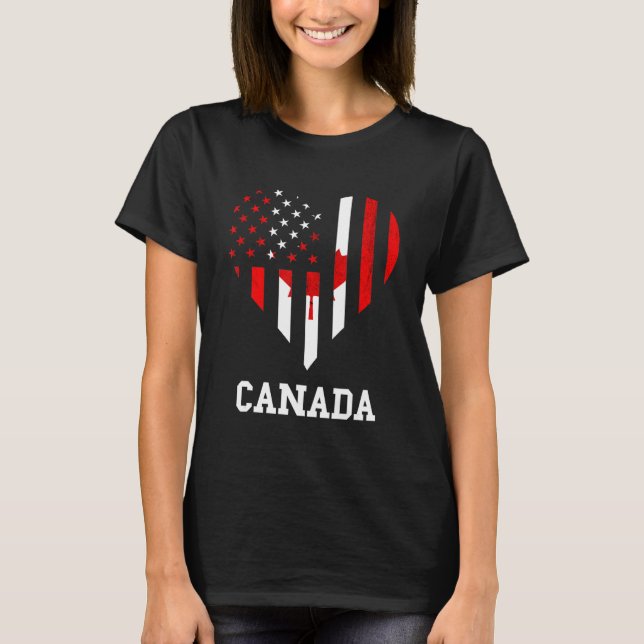 Camiseta Canada Maple Leaf Heart Canadian Pride (Frente)