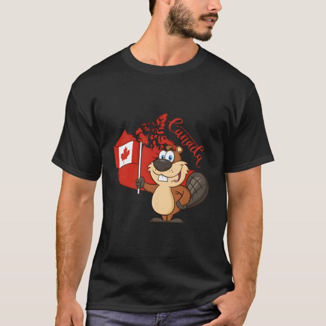 Camiseta Canadá Oferece Bandeira de Groundhog Canadense (Frente)