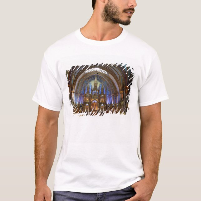 Camiseta Canadá, Quebec, Montreal. Interior do Notre 2 (Frente)