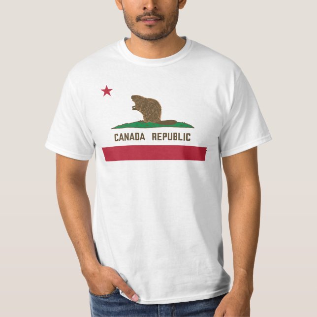 Camiseta Canadá República da Califórnia Flag Beaver (Frente)