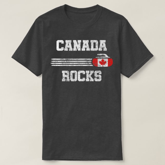 Camiseta Canadá Rocks Vintage Curling (Frente do Design)