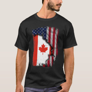 Camiseta Canadá ROOTS Half American Flag Patrioitc Canadá