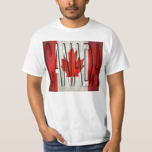 Camiseta Canadá Sinalizador Incrível Mapeamento Folha T-Shi (Frente)