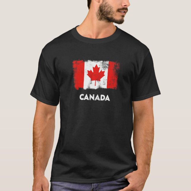Camiseta Canadá Sinalizador Vermelho e Branco (Frente)