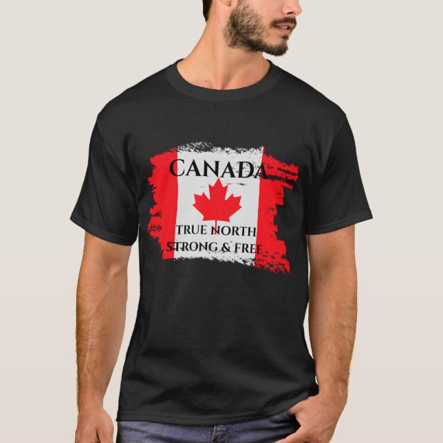 Camiseta Canadá True North Strong e Free T-Shirt (Frente)