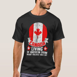 Camiseta Canadá Vivendo A Bandeira Feliz Dia do Canadá Amer