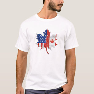 Camiseta Canadense American Flag Canada Day Men Mapeia