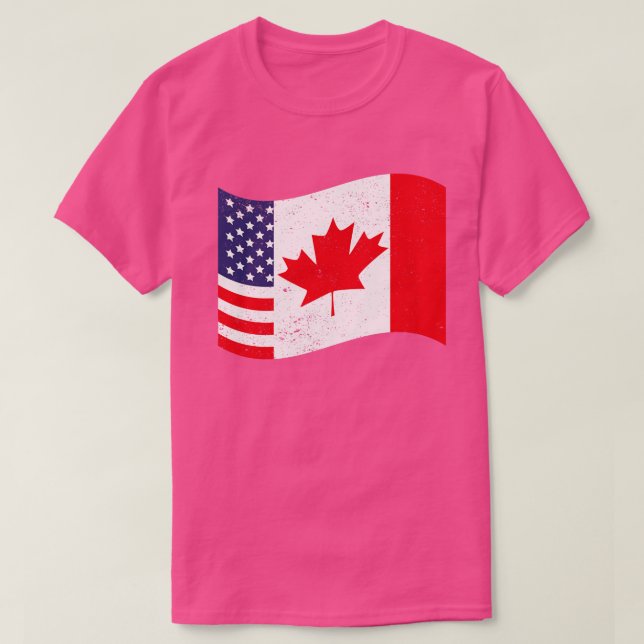 Camiseta Canadense American Flag US Maple Leaf Canada (Frente do Design)