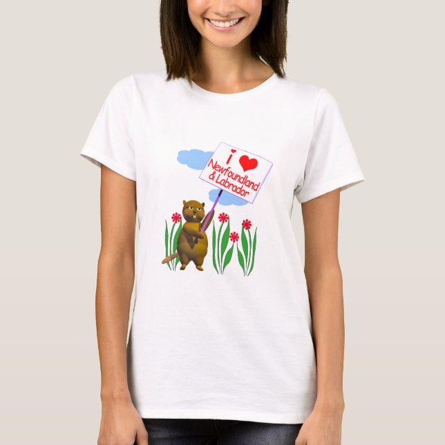 Camiseta Canadense Beaver ama Terra Nova, Labrador (Frente)