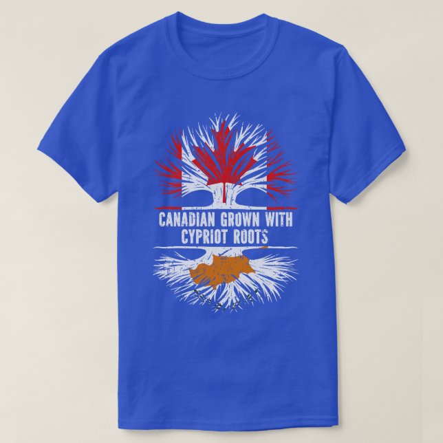 Camiseta Canadense Cresceu com Bandeira Cipriota do Canadá (Frente do Design)