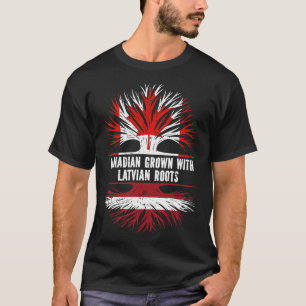 Camiseta Canadense Cresceu com Bandeiras Letãs do Canadá