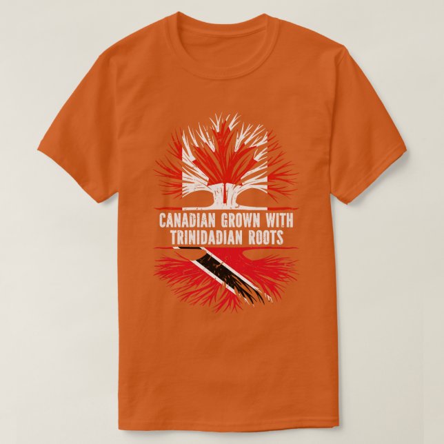 Camiseta Canadense Cresceu com Bandeiras Trinidadianas no C (Frente do Design)