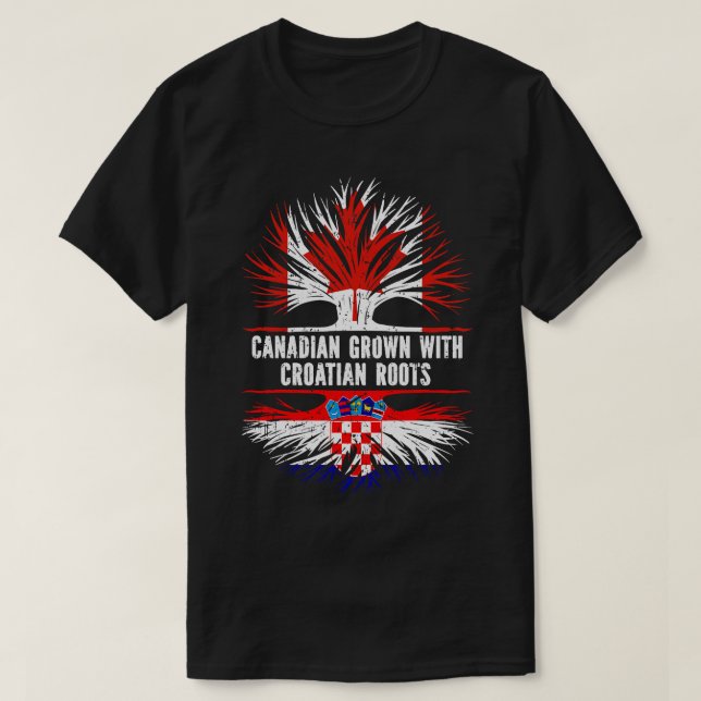 Camiseta Canadense Cresceu com Raízes Croatas no Canadá (Frente do Design)