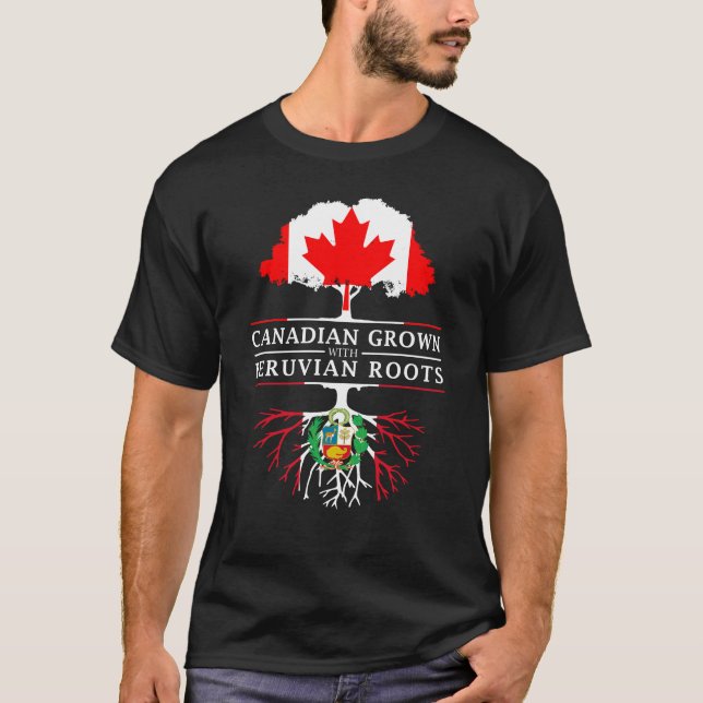 Camiseta Canadense crescido com design de Peru   das raizes (Frente)