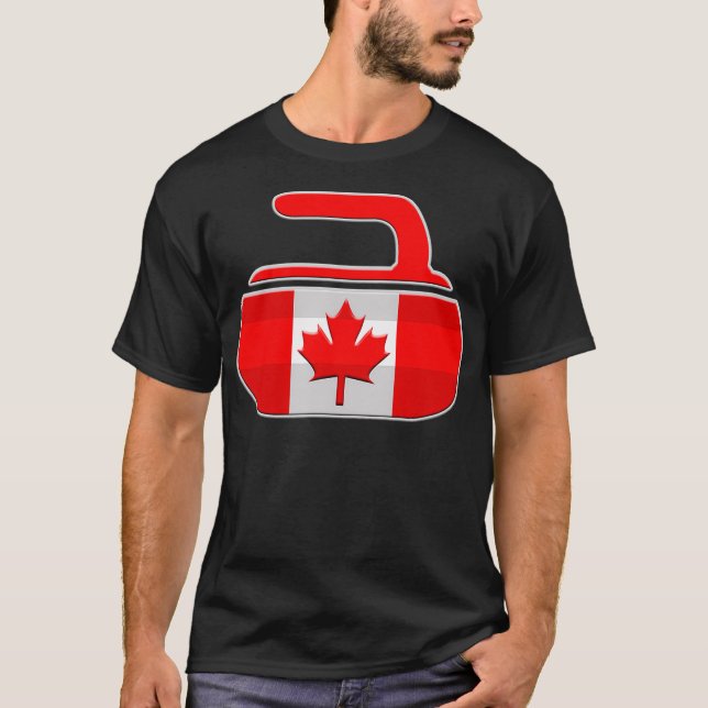 Camiseta canadense curling Flag Canada Curling Stone Art (Frente)