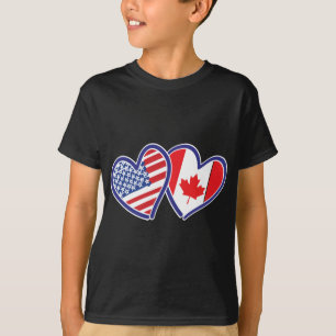 Camiseta Canadense e corações da bandeira de América