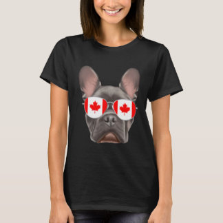 Camiseta canadense Flag French Buldogue Dog Canada Pocket