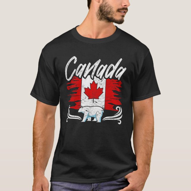 Camiseta canadense Flag Maple Leaf Polar Bear Country Canad (Frente)