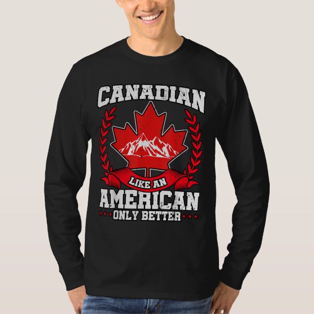 Camiseta Canadense Flag Maple Leaf USA American (Frente)
