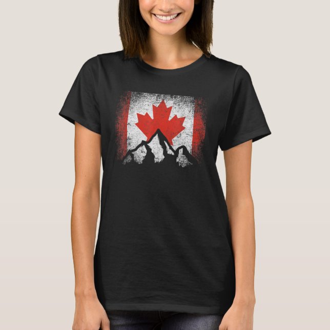 Camiseta Canadense Flag Mountain Ski Winter Country (Frente)