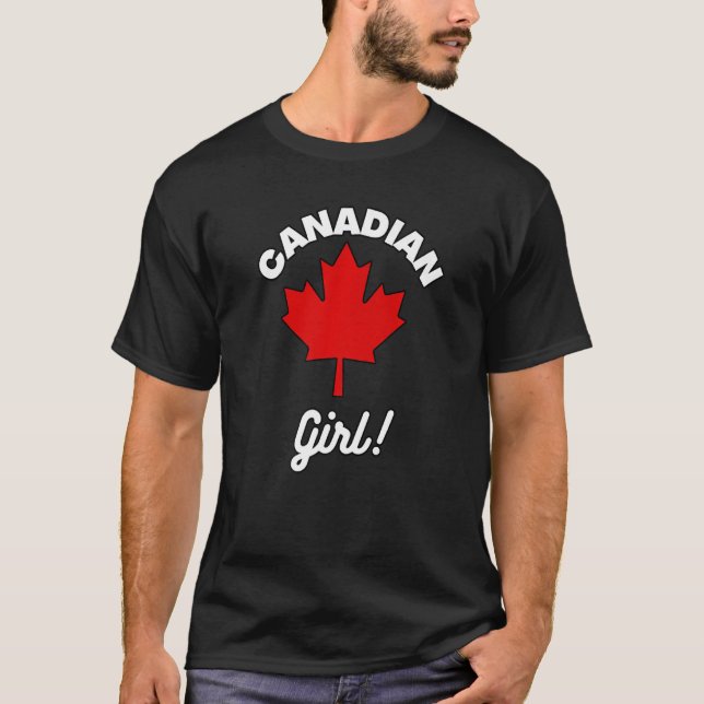 Camiseta Canadense Girl Maple Leaf Country Flag Canadá (Frente)