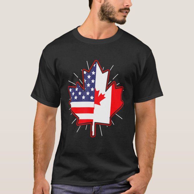 Camiseta Canadense Mapebook Leaf Usa Flag Canada Day For Me (Frente)
