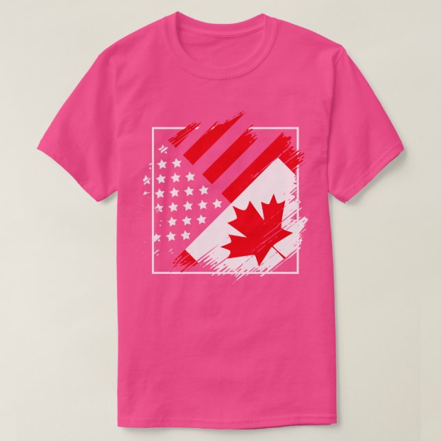 Camiseta Canadense Maple Leaf America Flag Friendship Canad (Frente do Design)