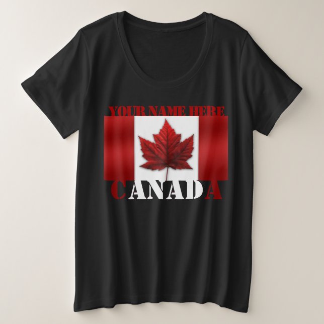Camiseta canadense personalizada com tamanho e cam (Frente do Design)