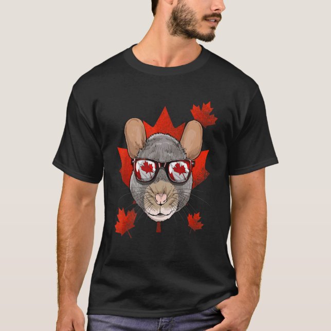 Camiseta Canadense Rat Maple Leaf Patriotic Canada Flag (Frente)